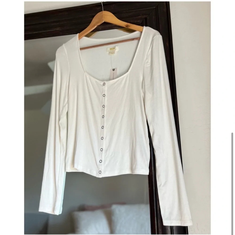 NWT Anthropologie Maeve Square Neck Button Front Cardigan Top - Picture 2 of 2